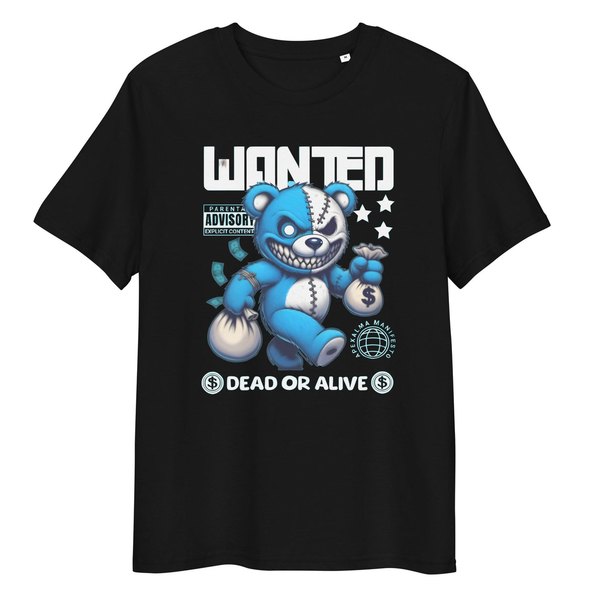 Unisex Bio - T-Shirt mit Rippkragen WANTEDTEDDY - Apex Alma