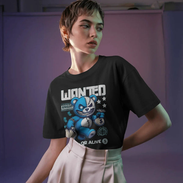 Unisex Bio - T-Shirt mit Rippkragen WANTEDTEDDY - Apex Alma